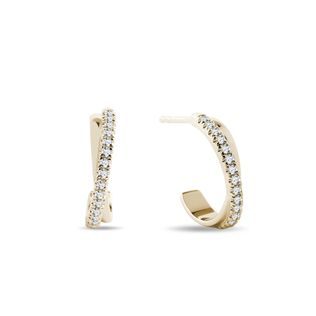 ELEGANT DIAMOND J HOOP GOLD EARRINGS - DIAMOND EARRINGS - EARRINGS