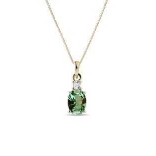 Collier en or blanc avec tourmaline verte et diamant | KLENOTA