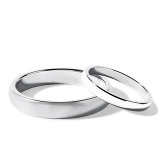 HIS AND HERS SHINY AND SATIN WHITE GOLD WEDDING RING SET - WHITE GOLD WEDDING SETS - WEDDING RINGS