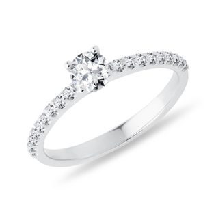 WHITE GOLD ENGAGEMENT RING WITH DIAMOND - DIAMOND ENGAGEMENT RINGS - ENGAGEMENT RINGS