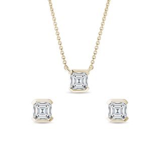 DIAMOND NECKLACE AND EARRING SET IN YELLOW GOLD - DIAMOND SETS - FINE JEWELRY