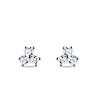 PUCES D'OREILLES EN OR BLANC 14 CT AVEC DIAMANTS - PUCES D'OREILLES EN DIAMANT - BOUCLES D'OREILLES