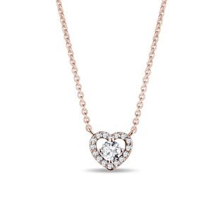 COLLIER CŒUR EN OR ROSE AVEC DIAMANTS - COLLIERS AVEC DIAMANTS - COLLIERS