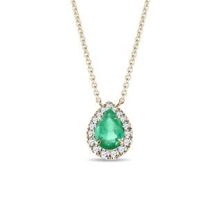 EMERALD AND DIAMOND NECKLACE IN YELLOW GOLD - EMERALD NECKLACES - NECKLACES