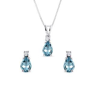 TOPAZ AND DIAMOND JEWELLERY SET IN 14K WHITE GOLD - JEWELLERY SETS - FINE JEWELLERY