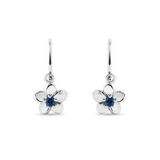 CHILDREN'S SAPPHIRE FLOWER EARRINGS IN WHITE GOLD - CHILDREN'S EARRINGS - EARRINGS