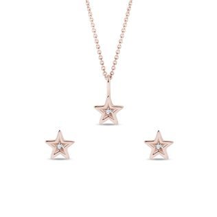 DIAMOND ROSE GOLD STAR JEWELRY SET - JEWELRY SETS - FINE JEWELRY