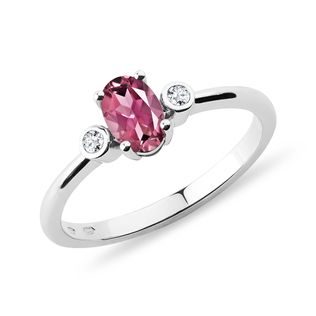 BAGUE EN OR BLANC AVEC TOURMALINE ET DIAMANT SERTI CLOS - BAGUES EN TOURMALINE - BAGUES