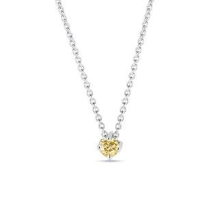 Yellow diamond necklace in white gold