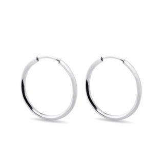 WHITE GOLD HOOP EARRINGS 25 MM - WHITE GOLD EARRINGS - EARRINGS