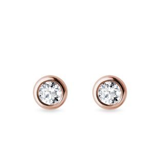 3.55 MM DIAMOND BEZEL EARRINGS IN ROSE GOLD - DIAMOND STUD EARRINGS - EARRINGS