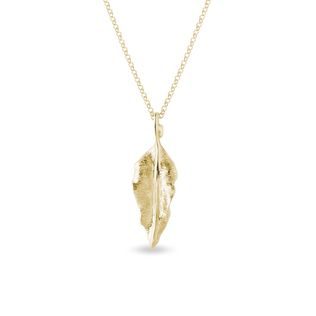 LARGE LEAF NECKLACE IN YELLOW GOLD - SEASONS COLLECTION - KLENOTA COLLECTIONS