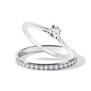 DIAMOND ENGAGEMENT RING SET IN WHITE GOLD - ENGAGEMENT AND WEDDING MATCHING SETS - ENGAGEMENT RINGS