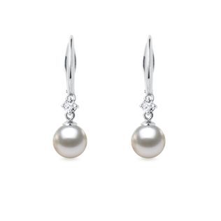 White Gold Earrings with Akoya Pearl and Diamonds