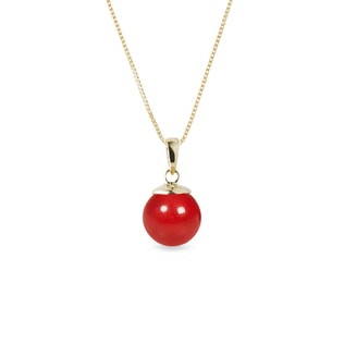 CORAL PENDANT IN YELLOW GOLD - SEASONS COLLECTION - KLENOTA COLLECTIONS