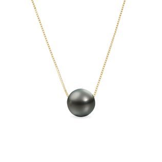 TAHITIAN PEARL NECKLACE IN YELLOW GOLD - PEARL PENDANTS - PEARL JEWELLERY