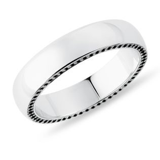 MĘSKA OBRĄCZKA Z BIAŁEGO ZŁOTA Z CZARNYMI DIAMENTAMI - MĘSKIE OBRĄCZKI - OBRĄCZKI