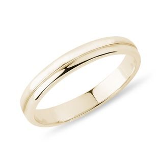 WOMEN'S SEMI-ROUNDED EDGE ENGRAVED WEDDING RING IN YELLOW GOLD - WOMEN'S WEDDING RINGS - WEDDING RINGS