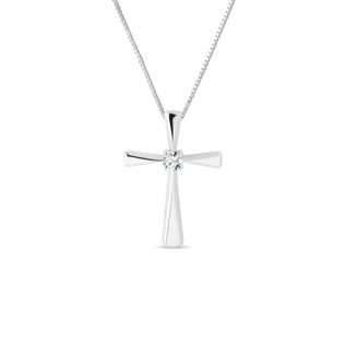 CROSS PENDANT WITH DIAMONDS IN WHITE GOLD - DIAMOND NECKLACES - NECKLACES