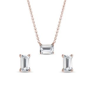 ŠPERKY S EMERALD DIAMANTMI V RUŽOVOM ZLATE - DIAMANTOVÉ SÚPRAVY - ŠPERKY