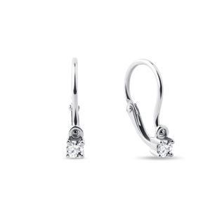 KOLCZYKI DLA DZIECI Z DIAMENTAMI W BIAŁYM ZŁOCIE - KOLCZYKI DLA DZIECI - KOLCZYKI