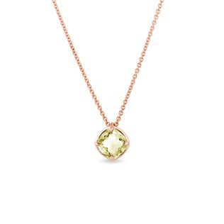 COLLIER EN OR ROSE AVEC QUARTZ CITRON - COLLIERS AVEC GEMMES - COLLIERS