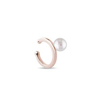 BAGUE D'OREILLE EN OR ROSE ET PERLE D'EAU DOUCE - BOUCLES D'OREILLES EN PERLES - PERLES