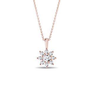 COLLIER EN OR ROSE AVEC FLEUR EN DIAMANT - COLLIERS AVEC DIAMANTS - COLLIERS