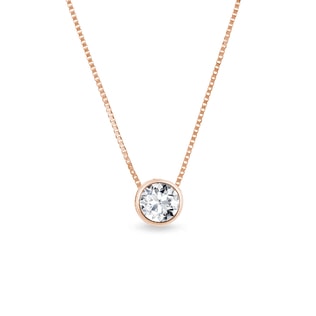 COLLIER D'OR ROSE AVEC DIAMANT SERTI CLOS TAILLE BRILLANT - COLLIERS AVEC DIAMANTS - COLLIERS