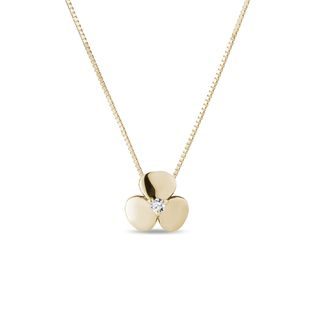 DIAMOND SHAMROCK NECKLACE IN YELLOW GOLD - DIAMOND NECKLACES - NECKLACES