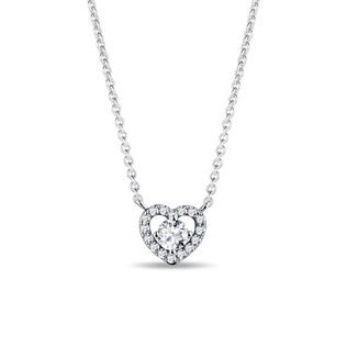 COLLIER CŒUR EN OR BLANC AVEC DIAMANTS - COLLIERS AVEC DIAMANTS - COLLIERS