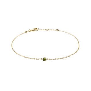 MOLDAVITE BRACELET IN 14K YELLOW GOLD - GEMSTONE BRACELETS - BRACELETS