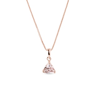 PENDENTIF EN OR ROSE AVEC MORGANITE TRIANGULAIRE - COLLIERS AVEC MORGANITE - COLLIERS