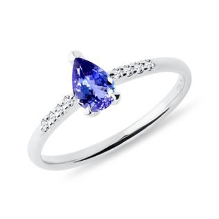 BAGUE EN OR JAUNE AVEC TANZANITE ET DIAMANTS - BAGUES EN TANZANITE - BAGUES