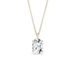 NÁHRDELNÍK ZE ŽLUTÉHO ZLATA S OVÁLNÝM LAB GROWN DIAMANTEM - NÁHRDELNÍKY S DIAMANTY - NÁHRDELNÍKY