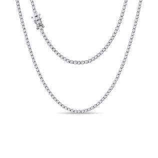 DIAMANTOVÝ TENISOVÝ NÁHRDELNÍK Z BIELEHO ZLATA - NÁHRDELNÍKY S DIAMANTMI - NÁHRDELNÍKY