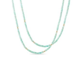 Bright emerald necklace in yellow gold
