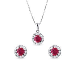 Ruby Jewellery Set in White Gold
