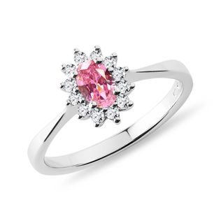 BAGUE EN OR BLANC AVEC SAPHIR ROSE ET BRILLANTS - BAGUES EN SAPHIR - BAGUES