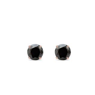 PUCES D'OREILLES EN OR ROSE AVEC DIAMANTS NOIRS - PUCES D'OREILLES EN DIAMANT - BOUCLES D'OREILLES