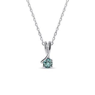 Blue Diamond Ribbon Necklace in White Gold