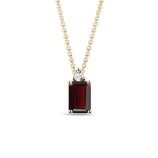 GARNET AND DIAMOND YELLOW GOLD NECKLACE - GARNET NECKLACES - NECKLACES
