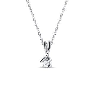 DOUBLE RIBBON DIAMOND NECKLACE IN WHITE GOLD - DIAMOND NECKLACES - NECKLACES