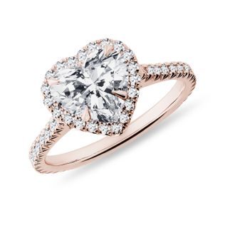 14K ROSE GOLD DIAMOND HEART RING - DIAMOND ENGAGEMENT RINGS - ENGAGEMENT RINGS