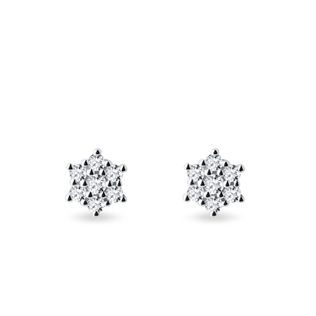 FLOWER-SHAPED DIAMOND EARRINGS IN WHITE GOLD - DIAMOND STUD EARRINGS - EARRINGS