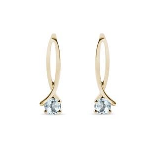AQUAMARINE DROP EARRINGS IN 14K YELLOW GOLD - AQUAMARINE EARRINGS - EARRINGS