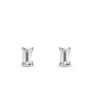 CLOUS D'OREILLES EN OR BLANC ET DIAMANTS DE SYNTHÈSE - PUCES D'OREILLES EN DIAMANT - BOUCLES D'OREILLES