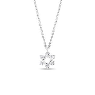 COLLIER FLOCON DE NEIGE EN DIAMANT EN OR BLANC 14 CARATS - COLLIERS AVEC DIAMANTS - COLLIERS