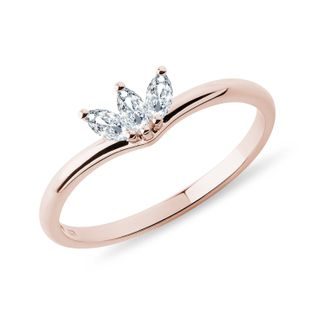 TRIPLE MARQUISE DIAMOND RING IN ROSE GOLD - ENGAGEMENT DIAMOND RINGS - ENGAGEMENT RINGS