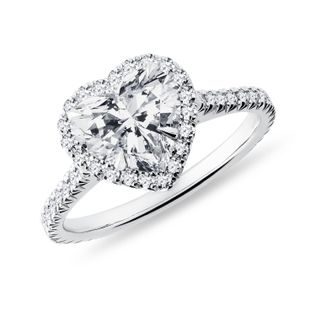 PRSTEŇ S DIAMANTOVÝM SRDCOM V 14K BIELOM ZLATE - PRSTENE S LAB-GROWN DIAMANTMI - ZÁSNUBNÉ PRSTENE